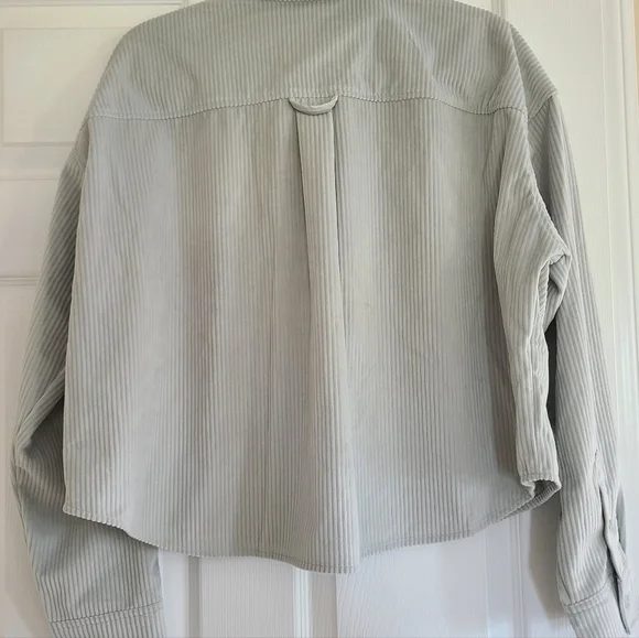 True Craft Women's Soft Corduroy Cropped Jacket Size XL Sage Green - Picture 3 of 5